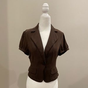 The Limited silk short sleeve blazer top 🤎